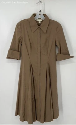 Новый с Ярлыками Coldwater Creek коричневый хлопок смесь сафари рубашка с коротким рукавом женское платье 6 - Изображение 1 из 4