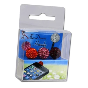 SilberDream Handystecker Shamballa 3 Glitzerkugeln orange,rosa,rot GST13 - Bild 1 von 3