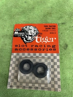 ВИНТАЖНЫЕ НОВЫЕ ИЗ СТАРЫХ ЗАПАСОВ ШИНЫ ДЛЯ ТРАССОВЫХ АВТОМОДЕЛЕЙ MONOGRAM TIGER #SR1005/59 - Изображение 1 из 4