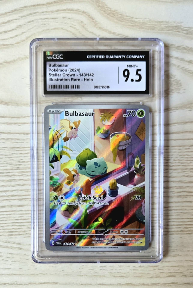Bulbasaur 143/142 Stellar Crown Illustration Rare CGC 9.5 Mint Pokemon Card - Image 1 of 2