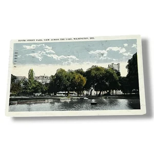 Postcard Tenth Street Park View Across Lake Wilmington Delaware c1922 A217 - Picture 1 of 2