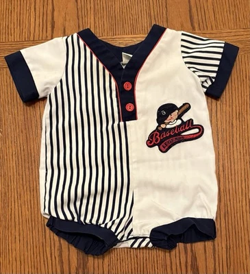 Vintage Nannette Baseball Romper Size 3-6 Months - Image 1 of 4