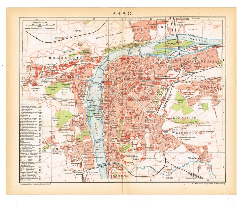 PRAGUE 1898 CZECHIA  Böhmen   CZECH   Antique Original Map  Čechy Morava Moravia - Image 1 of 4