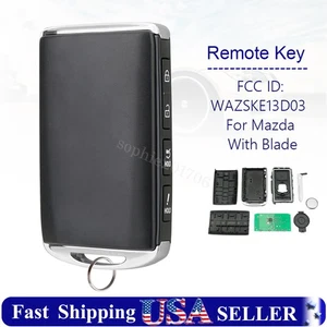 FOR 2020 2021 MAZDA CX5 CX9 SMART KEY KEYLESS REMOTE UNCUT KEY WAZSKE13D03 4B - Picture 1 of 8