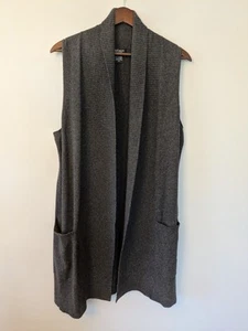 Lord & Taylor Womens Cashmere Long Sweater Vest Quiet Luxury Boho Gray Medium - Picture 1 of 7
