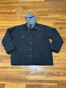Giacca Dickies uomo XL tela nera full zip snap davanti con cappuccio trapuntato foderato - Foto 1 di 10
