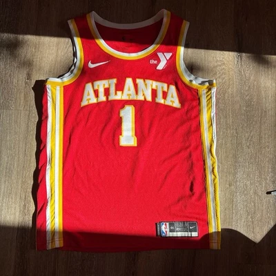 Jalen Johnson Red 2024-25 Atlanta Hawks Icon Edition Authentic Jersey Size 44  - Image 1 of 2