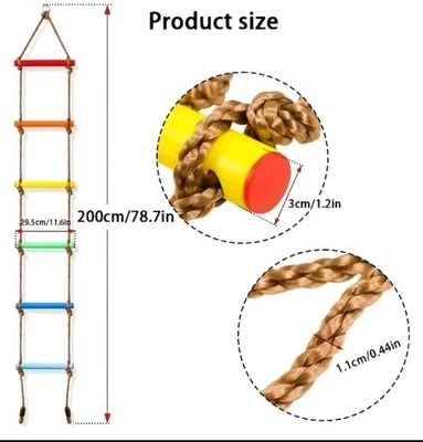 Kids Outdoor Climbing Ladder Frame Swinging Rope Ladder Garden Fun Activity Toy - Image 1 of 4