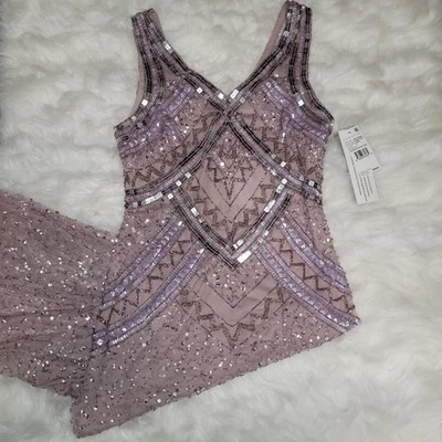 NWT Aidan Mattox New Women's Sleeveless Beaded Sequin Cocktail Gown Size 0 NEW - Image 1 of 4