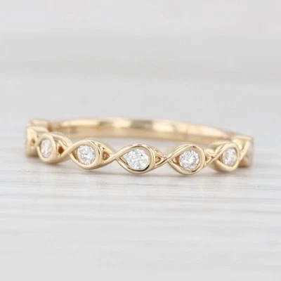 New 0.21ctw Diamond Wedding Band 14k Yellow Gold Stackable Anniversary Ring 6.5 - Image 1 of 4
