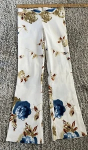 XOXO Womens Pants White Floral Flat Front Bell Bottom Juniors 29” Waist - Picture 1 of 5