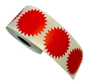 2 Zoll Runde Thermodirektdrucker ROT Starburst Etiketten Zebra 500 pro Rolle (10) - Bild 1 von 5
