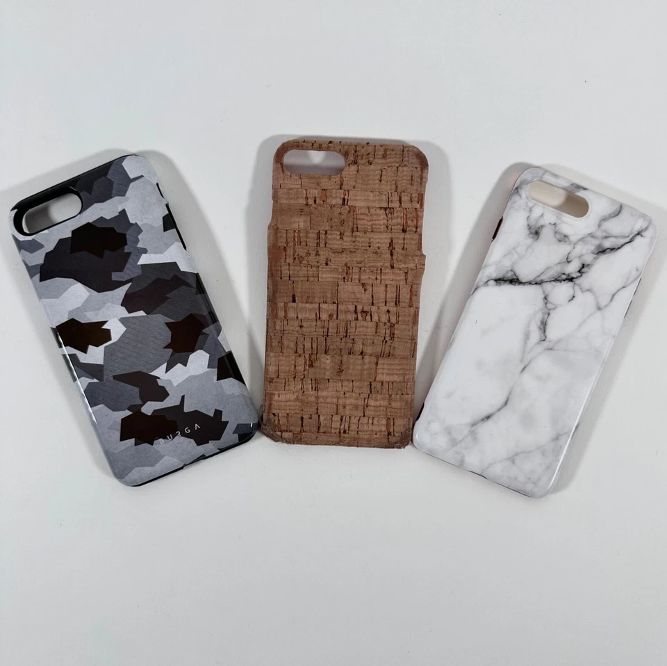 Lote de 3 fundas para teléfono iPhone 7 Plus camuflaje bambú mármol Foto 1 de 2