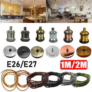 1/2M Ceiling Lamp Holder Hanging Pendant Fabric Flex Light Fitting Lighting Kit - Picture 1 of 15