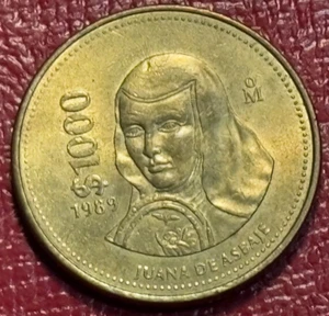 HIGH GRADE AU+ 1989 MEXICO 1000 PESOS COIN-MAR954 - Picture 1 of 2