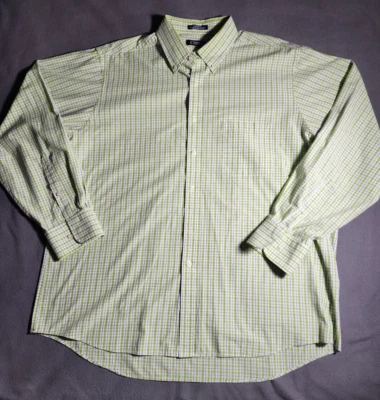 Chaps Shirt Men Size 17 1/2 Classic Fit Light Green Plaid Long Sleeve Button Up - Image 1 of 4