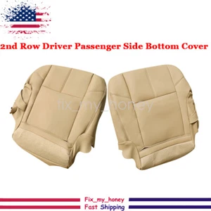 For 07-14 Chevy Silverado 2nd Row Driver Passenger Bottom Leather Seat Cover Tan - Picture 1 of 10