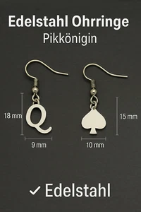 Queen Pikkönigin Ohrhänger edelstahl Damen HW Wifesharing Edelstahl - Picture 1 of 8