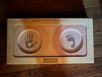 CARTER’S BABY's HANDPRINT & FOOTPRINT KIT for girl, pink 2 FRAMES NEW IN BOX - Image 1 of 2