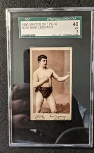 1890 Mayo's Cut Plug N310 MIKE LEONARD SGC 3 VG Boxing 1st Sports Film Mayo - Picture 1 of 5