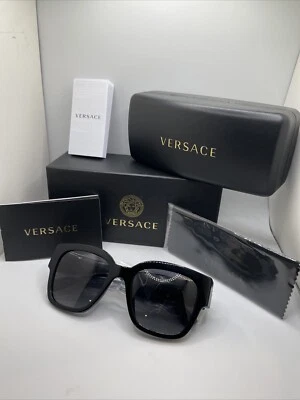 Gafas de sol polarizadas negras Versace VE 4437U GB1/T3 lentes degradadas grises auténticas Foto 1 de 4