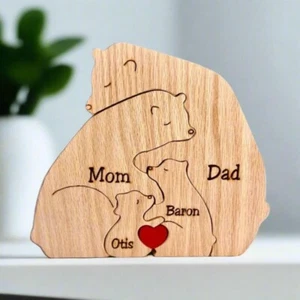 Rompecabezas de nombre familiar de oso personalizado, juego de regalo de recuerdo familiar personalizado decoración del hogar - Imagen 1 de 14