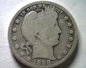 CUARTO DE DÓLAR BARBERO 1898 BUEN G BONITA MONEDA ORIGINAL DE BOBS MONEDAS ENVÍO RÁPIDO - Imagen 1 de 2