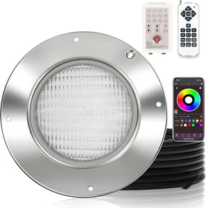 Tandanic Color Changing LED Pool Light w/ Remote 60W 24V 10 Inch 50' Cord - Picture 1 of 7