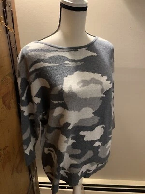Suéter Kinross 100% Cachemira Camuflado Negro y Gris Tejido Suéter Pequeño Suave Pullover Foto 1 de 4