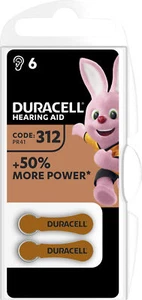 Batterien Duracell 077573, Zinc Air, Hearing Aid, 312, 1.4V, Easy Tab, 6er Pack - Bild 1 von 1