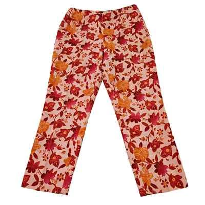 Pantalón tobillo Ann Taylor vintage rosa floral 100 % seda tiro alto para mujer. Talla 8P Foto 1 de 4