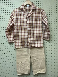 Boys Vintage pajama set Size 16 Plaid Top Pants Chemical Free Polyester - Picture 1 of 14