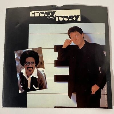 Paul McCartney Stevie Wonder Ebony & Ivory 45 Columbia Records 1982 Pic Sleeve - Image 1 of 4