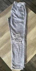 NWT American Eagle Purple Acid Wash Distressed High Rise Mom Jean Size 4 - Picture 1 of 15
