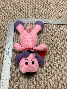Pink Puppy Dog Amigurumi Doll Handmade Soft Crochet Handcrafted Scarf Large - Afbeelding 1 van 4