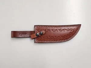 Funda de cuero para cuchillo Bowie de 7 pulgadas x 2 pulgadas hecha a mano con bucle de cinturón funda vertical - Imagen 1 de 5