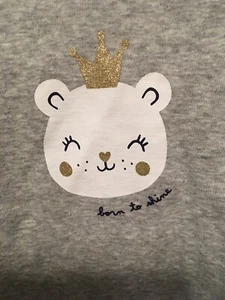 Carter's Baby Girl Gray “Born To Shine” Bodysuit 18 Months A1 - Picture 1 of 5
