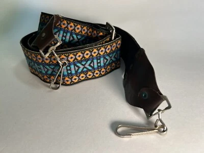 Vintage Retro 2inch Wide Woven Camera Strap. Orange,blue,pink pattern - Image 1 of 4