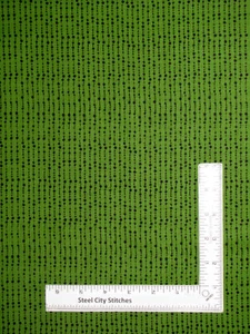 Christmas Holiday Black Dot Stripe on Green Fabric Cotton Loralie By The Yard - Picture 1 of 1