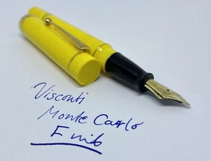 Rare VISCONTI MONTE CARLO Mandarin Yellow Fountain Pen- F Nib- Bakelite- Italy - Picture 1 of 21