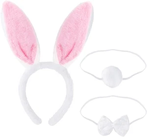 Bunny Rabbit Costume Set, Ears Headband Bow Ties Tail Set for Halloween Christma - Picture 1 of 6