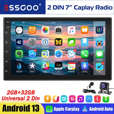 7" Double 2 Din Android 13 Carplay Touch Screen Car Stereo Radio GPS WIFI BT Cam - Image 1 of 4