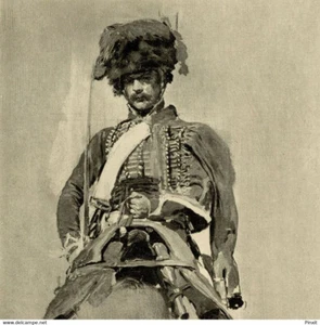 Ernest Meissonier Un guide à Cheval Cavalier Militaire - Héliogravure ancienne - Bild 1 von 3