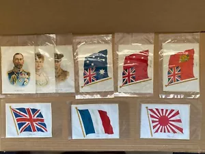 Antique Cigarette Silks (Large size) - Lot of 9 - Royal Family (3) + Flags (6) - Picture 1 of 19