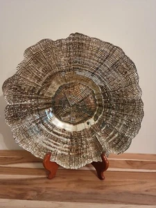 TURKISH GLASS Bowl Gold & Copper Metallic 13 1/4" Wide 2 1/4" Deep  - Picture 1 of 4