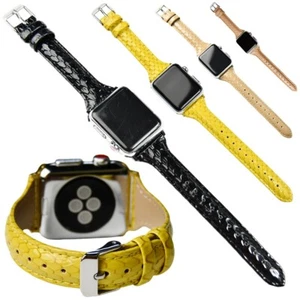 Leather Slim Band Bracelet Snake Print Straps for Apple Watch Series 7 6 5 4 3 2 - Picture 1 of 41