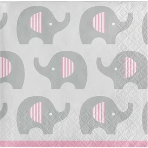 Little Peanut Girl 16 Ct Beverage Napkins Pink Elephant Baby Shower - Picture 1 of 1