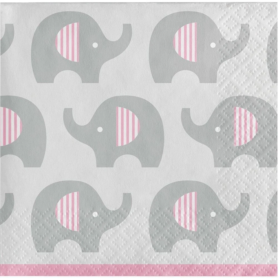 Little Peanut Girl 16 Ct Beverage Napkins Pink Elephant Baby Shower - Image 1 of 1