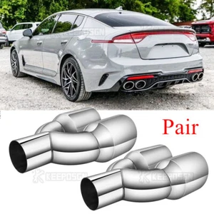 Pair 2.5" inlet 3.5" outlet Dual Exhaust Pipe Tips For Kia Stinger GT 2017–2023 - Imagen 1 de 11