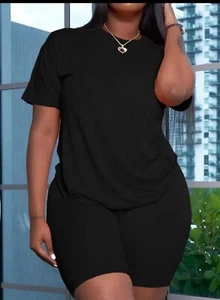 NEW 2 PIECE BLACK BIKER SHORT SET (SIZE SMALL) - Picture 1 of 2